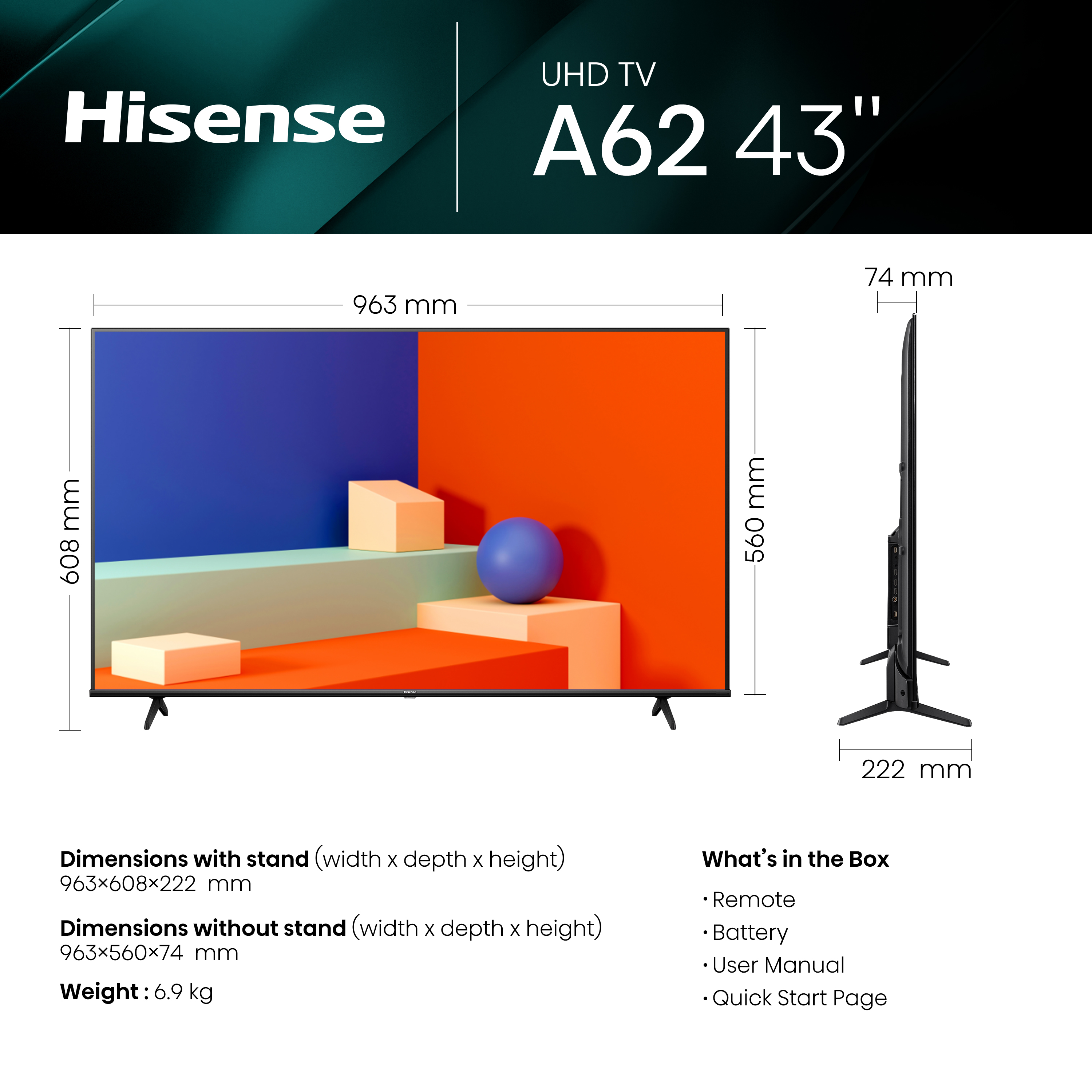 Hisense 43 43A6 Vidaa Smart 4k UHD Tv - New 2024 - Urbanmac Electronics